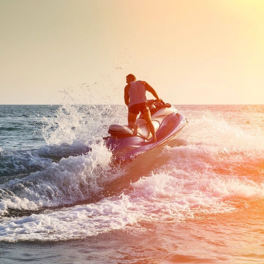 A picture of a person riding a Jet Ski